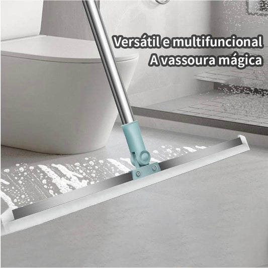 Rodo de Silicone Para Limpeza de Piso Vidros Com Gancho Secos e Molhados Uso Duplo Vassoura Mágica
