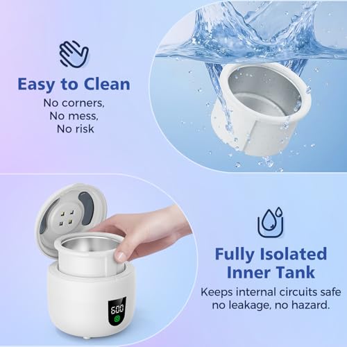 Waterproof Ultrasonic Retainer Cleaner Machine with 180ml Removable Water Tank - 45kHz Ultrasonic Cleaner for Mouth Guards, Jewelry, and Retainer Cleaner- Digital Timer, Smart Pause, Quiet to 30dB