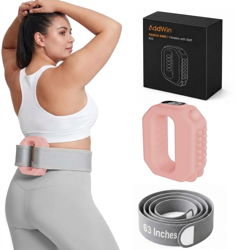 AddWin 2026 New Fascia Ring, Multifunctional Full-Body Hands-Free Massage Tool, Mini Muscle Recovery Fascia Ring Machine, Ergonomic Design with Waist Belt, Adjustable Massage Modes