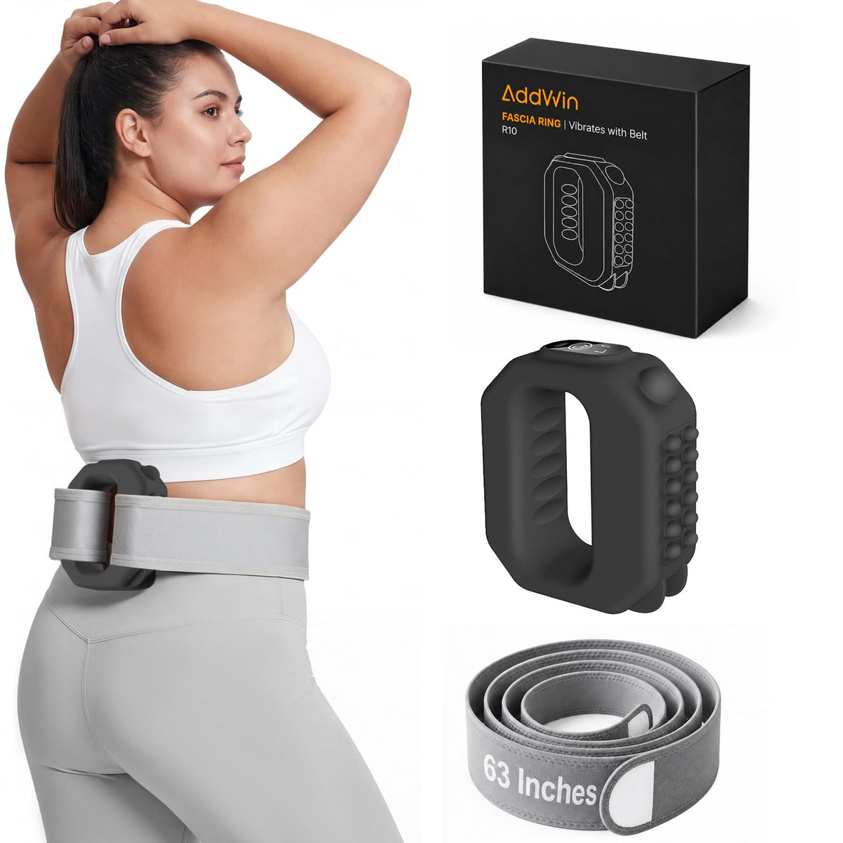 AddWin 2026 New Fascia Ring, Multifunctional Full-Body Hands-Free Massage Tool, Mini Muscle Recovery Fascia Ring Machine, Ergonomic Design with Waist Belt, Adjustable Massage Modes