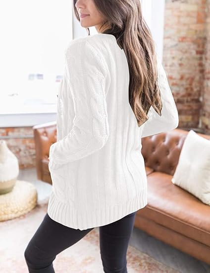 Womens Fall 2026 Long Sleeve Cable Knit Cardigan Sweaters