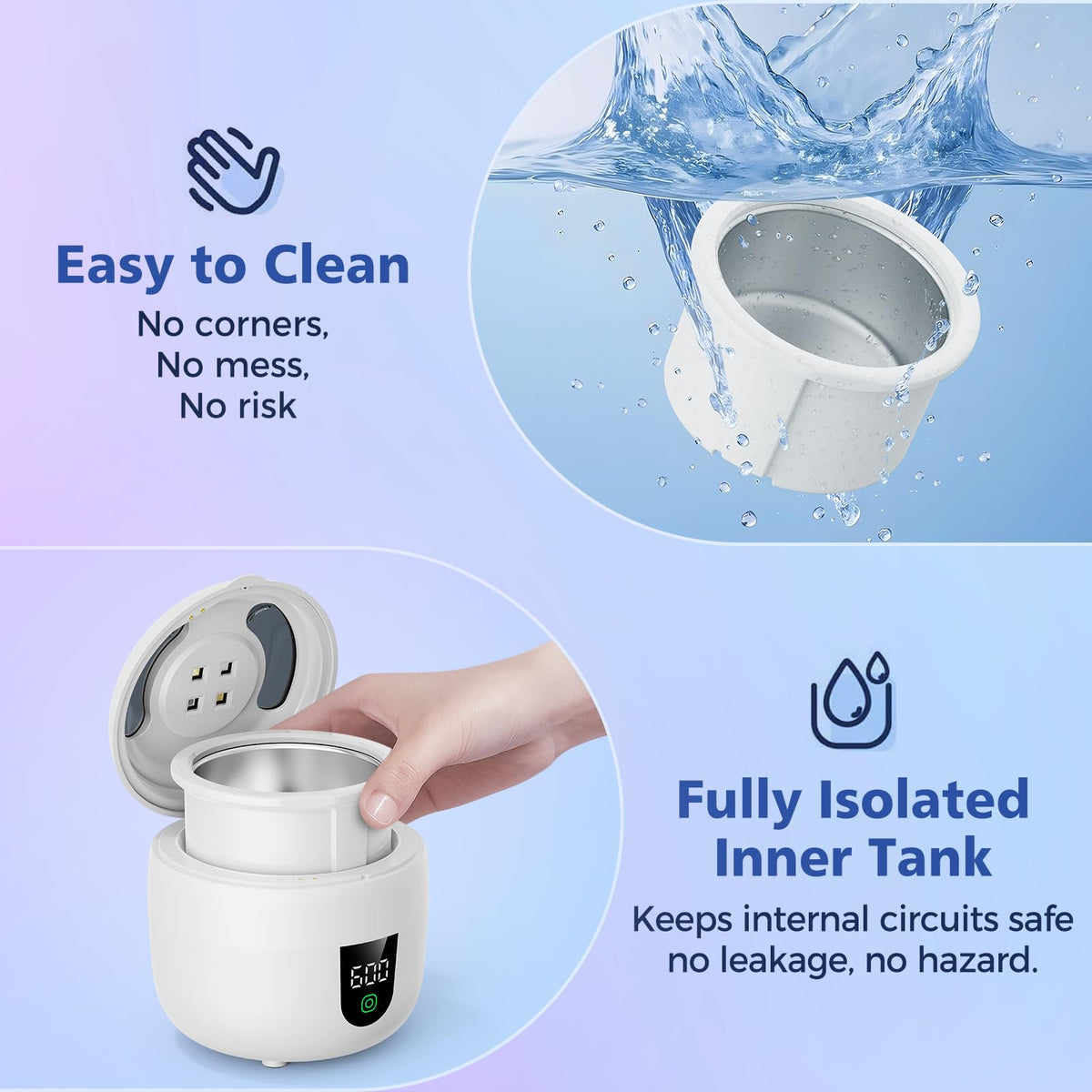 Waterproof Ultrasonic Retainer Cleaner Machine with 180ml Removable Water Tank - 45kHz Ultrasonic Cleaner for Mouth Guards, Jewelry, and Retainer Cleaner- Digital Timer, Smart Pause, Quiet to 30dB