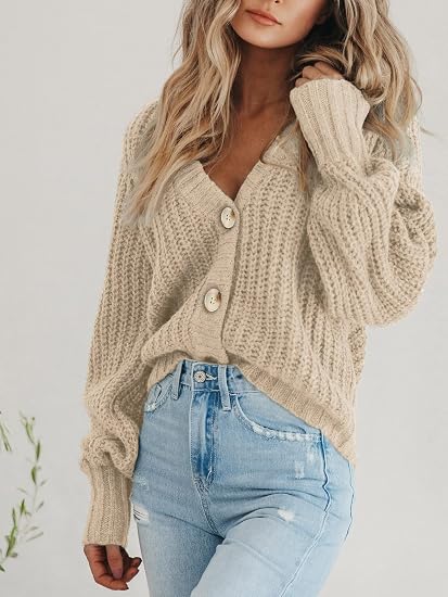 Women's Chunky Knit Open Front Cardigan Sweaters Fall Outfits