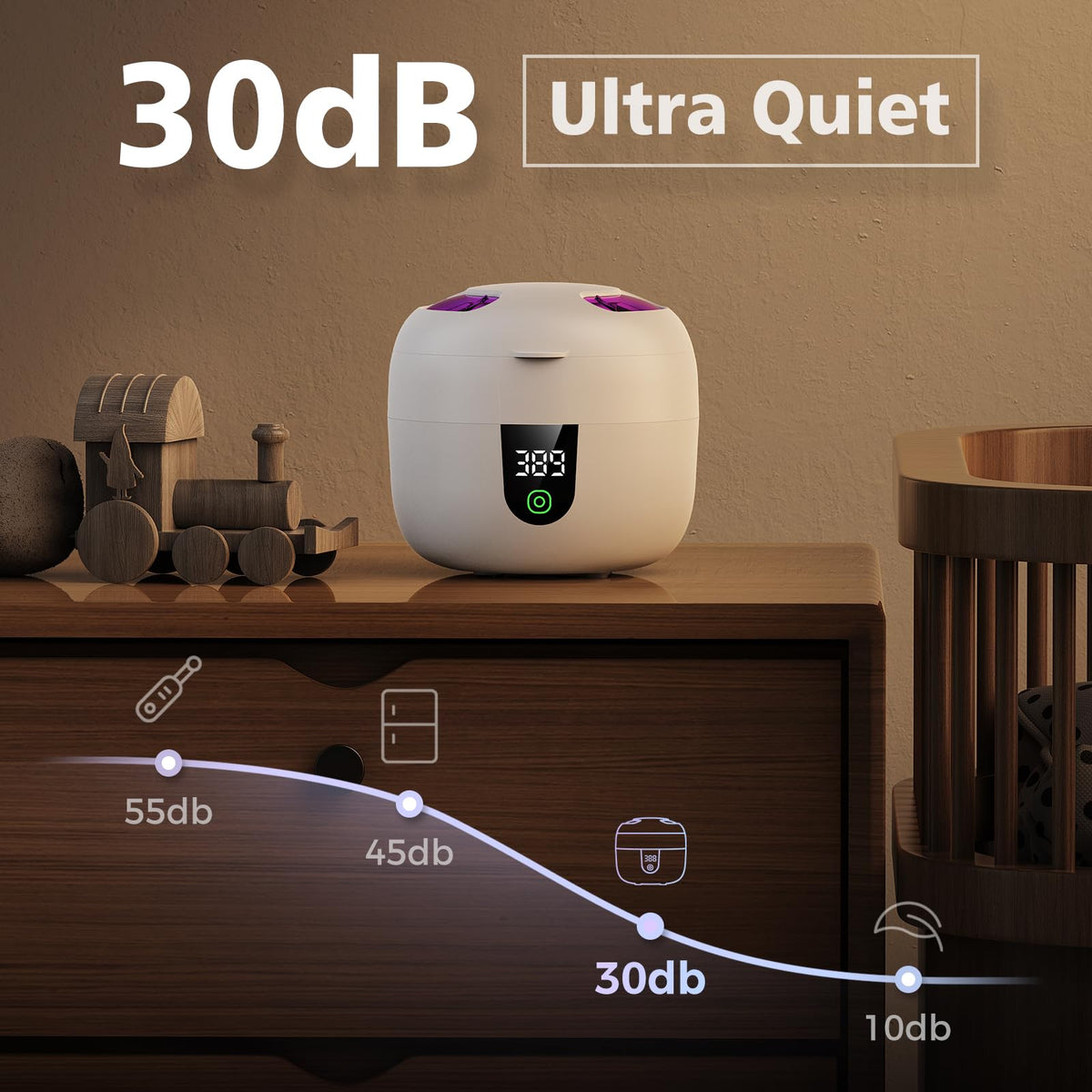 Waterproof Ultrasonic Retainer Cleaner Machine with 180ml Removable Water Tank - 45kHz Ultrasonic Cleaner for Mouth Guards, Jewelry, and Retainer Cleaner- Digital Timer, Smart Pause, Quiet to 30dB