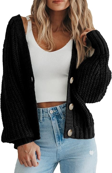 Women's Chunky Knit Open Front Cardigan Sweaters Fall Outfits