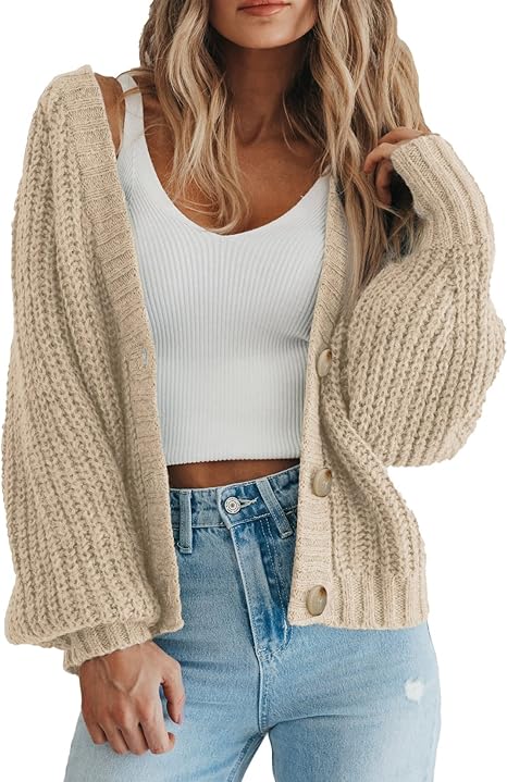 Women's Chunky Knit Open Front Cardigan Sweaters Fall Outfits