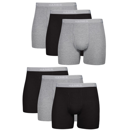Hanes mens Underwear Boxer Briefs Pack, Cool & Breathable Cotton Moisture-wicking Underwear for Men, No Ride Up