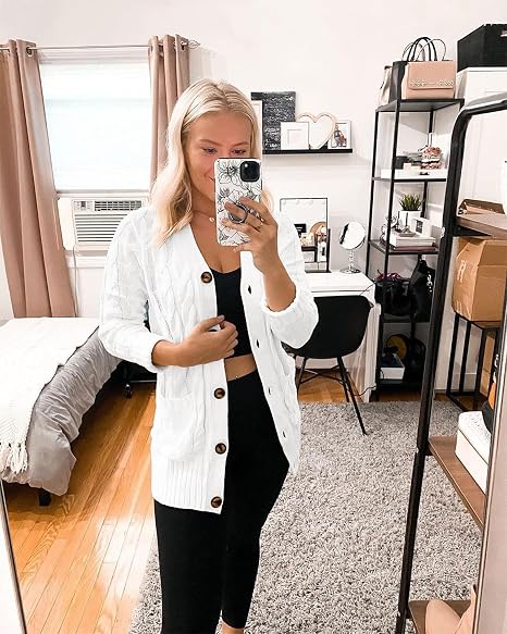 Womens Fall 2026 Long Sleeve Cable Knit Cardigan Sweaters